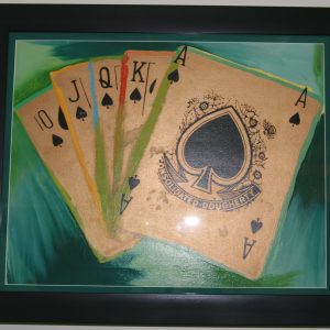 STEVE KAUFMAN (SAK) ROYAL FLUSH GOLD ORIGINAL SIGNED ART