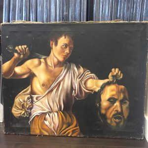 1595 MICHELANGELO CARAVAGGIO "THE BEHEADING" ORIGINAL OIL LITHOGRAPH