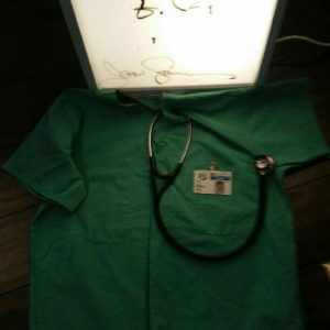 JOHN STAMOS CUSTOM UNIFORM AND "ER" STETHOSCOPE AND X RAY SCREEN