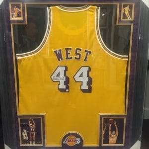 JERRY WEST AUTHENTIC AUTOGRAPHED NBA JERSEY FRAMED PIECE