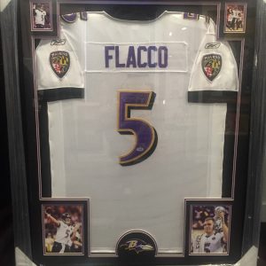 JOE FLACCO AUTHENTIC AUTOGRAPHED NFL JERSEY FRAMED PIECE