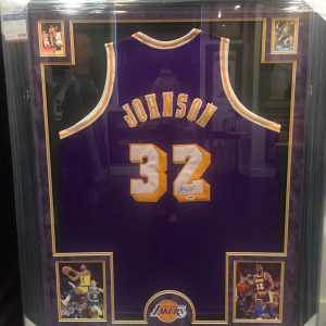 MAGIC JOHNSON AUTHENTIC AUTOGRAPHED NBA JERSEY FRAMED PIECE
