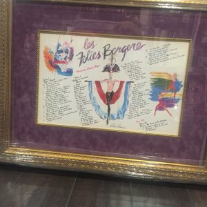 LEROY NEIMAN 'LES FOLIES BERGERE' PLAY MENU AUTOGRAPHED PIECE