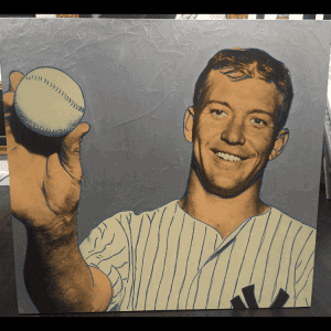 STEVE KAUFMAN  "MICKEY MANTLE SILVER" ORIGINAL OIL LITHOGRAPH