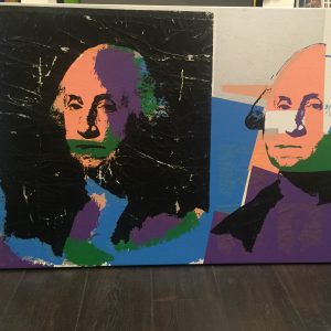 STEVE KAUFMAN  "GEORGE WASHINGTON DOUBLE" ORIGINAL OIL LITHOGRAPH