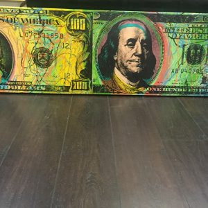 STEVE KAUFMAN  $100 DOLLAR BILL COMBO "NEW/OLD" ORIGINAL OIL PAI