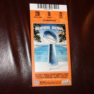 SUPER BOWL XLI CLUB SUITE TICKET GEM MINT