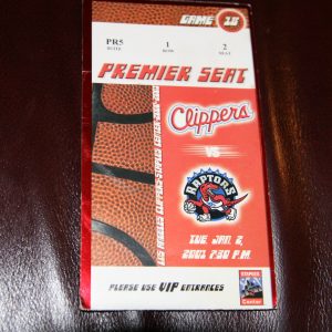 L.A. CLIPPERS 2001 VIP ROW 1 TICKET