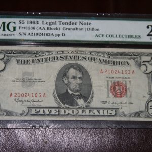 $5 U.S.Bill PMG 25