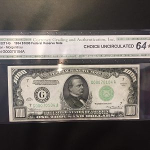 $1000 U.S. BILL CGA 64 STAR