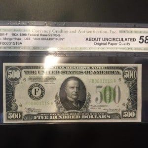 $500 U.S. BILL CGA 58 GEM