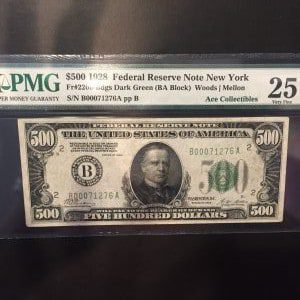 $500 U.S. BILL PMG 25 VERY FINE