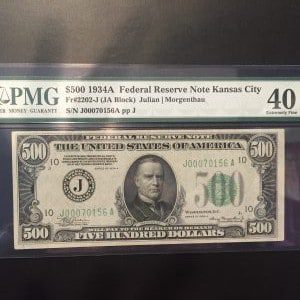$500 GOLD CERTIFICATE PMG  40 EXTREMELY FINE