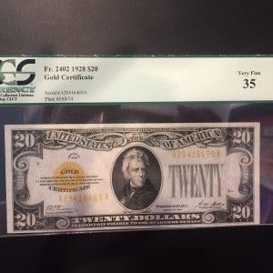 $20 U.S. BILL  CGA 35 VERY FINE