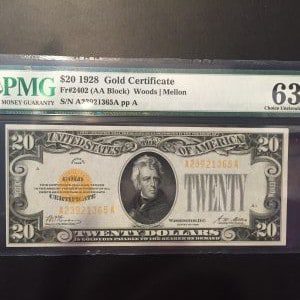 $20 U.S. BILL  PMG CHOICE UNC 63 EPQ
