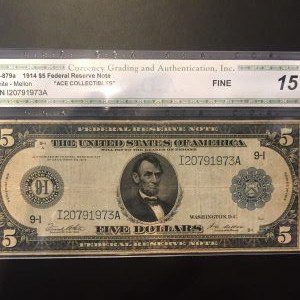 $5 U.S. BILL  CGA 12 GEM