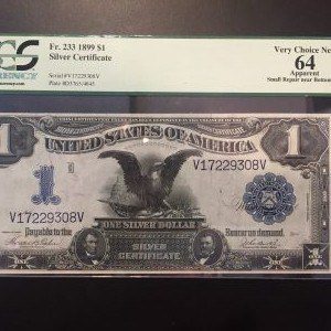 $1 U.S. BILL  PCGS VERY CHOICE NEW 64