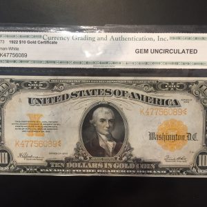 $10 U.S. BILL CGA GEM UNC 65