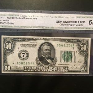 $50 U.S. BILL PMG65