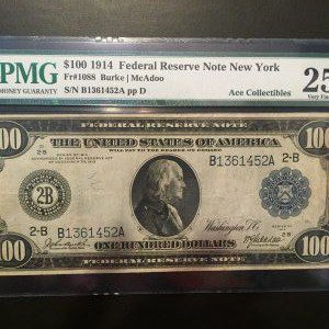 $100 U.S. BILL PMG  VERY FINE 25