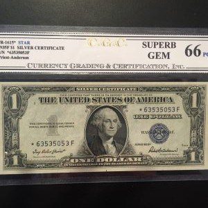 $1 U.S. BILL  CGC SUPERB GEM 66 PQ
