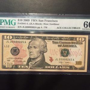 $10 U.S. BILL  PMG GEM UNC 66 EPQ