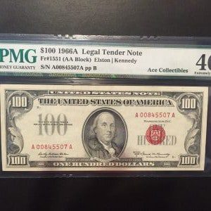 $100 U.S. BILL  PMG EXTREMELY FINE 40 EPQ