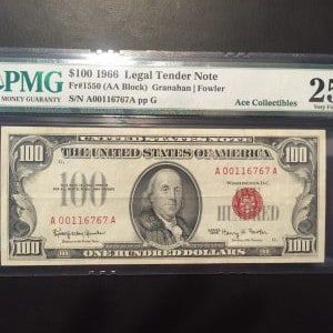 $100 U.S. BILL  PMG VERY FINE 25