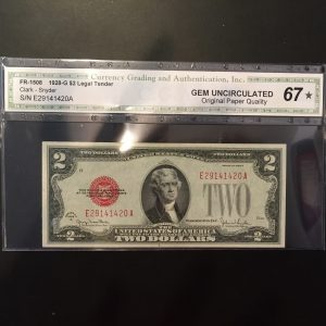 $2 U.S. BILL  CGA GEM UNC  67 STAR OPQ
