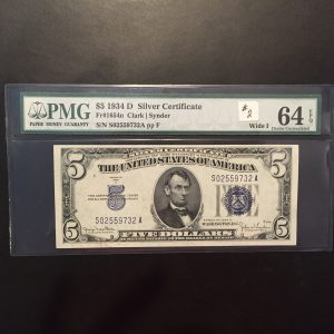 $5 U.S. BILL  PMG CHOICE UNC 64 EPQ