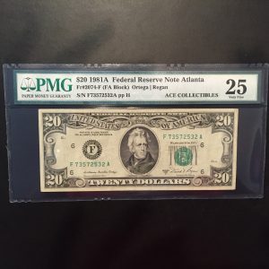 $20 U.S. BILL  PMG VERY FINE 25
