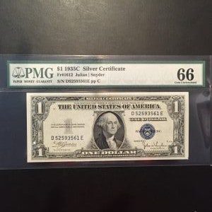 $1 U.S. BILL  PMG GEM UNC 66 EPQ