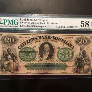 $20 U.S. BILL PMG CHOICE ABOUT UNC 58 NET