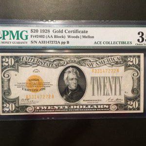 $20 U.S. BILL PMG CHOICE VERY FINE 35