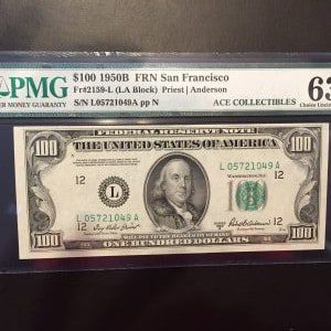 $100 U.S. BILL PMG  CHOICE  UNC 63 EPQ
