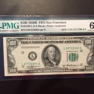 $100 U.S. BILL PMG  CHOICE  UNC 63 EPQ
