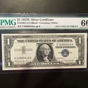 $1 U.S. BILL PMG  GEM UNC 66 EPQ