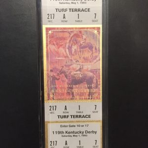 1993 KENTUCKY DERBY FULL TICKET IN GLASS ACRYLIC CASE