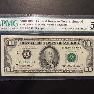 $100 U.S. BILL  PMG CHOICE ABOUT UNC 58 EPQ