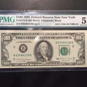 $100 U.S. BILL  PMG ABOUT UNC 55 EPQ