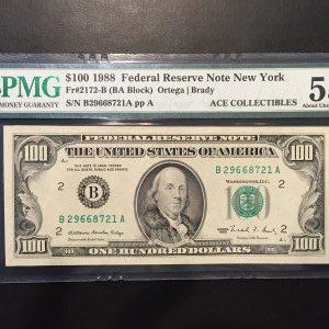 $100 U.S. BILL  PMG ABOUT UNC 55 EPQ