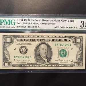 $100 U.S. BILL  PMG CHOICE VERY FINE 35 EPQ