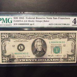 $20 U.S. BILL  PMG EXTREMELY FINE 40 EPQ