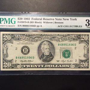 $20 U.S. BILL  PMG VERY FINE 30 EPQ
