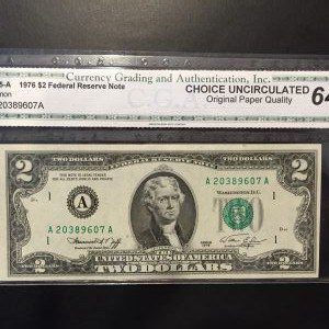 $2 U.S. BILL CGA GEM UNC 64
