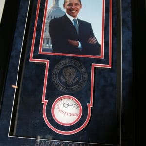 BARACK OBAMA AUTOGRAPHED BASEBALL SHADOWBOXED GLOSSY