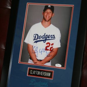 CLAYTON KERSHAW AUTOGRAPHED GLOSSY FRAMED AND MATTED