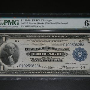 $1 U.S. BILL 1918 PMG 63 NET
