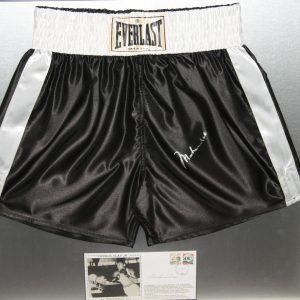 MUHAMMED ALI AUTOGRAPHED FIGHT WORN SHORTS WITH SIGNED LETTER