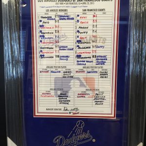LA DORGERS OFFICIAL GAME LINE-UP CARD